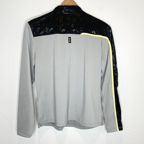 Jamie Saddock Partial Zip Long Sleeve Top Womens Small Asymmetrical Gray Black - Picture 4 of 5
